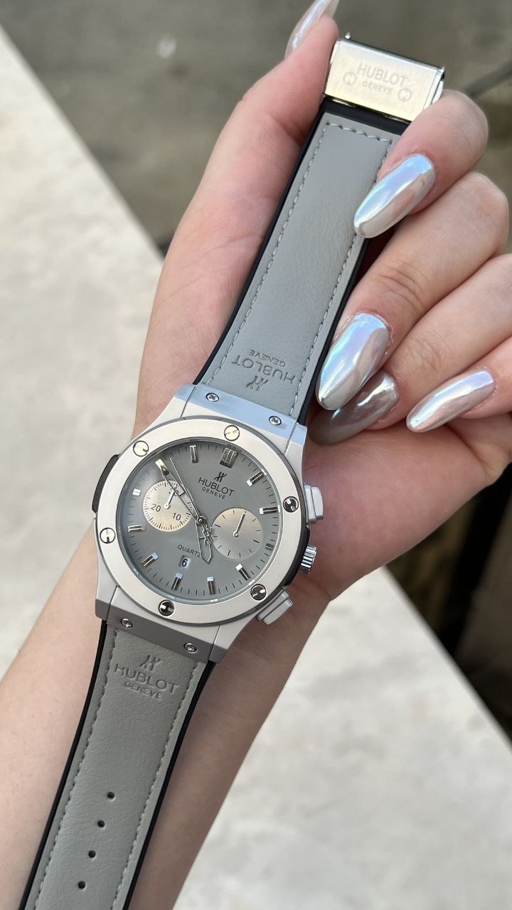 کد 2881 ساعت مردانه هابلوت چرمی اسپرت HUBLOT قاب استیل بند چرمی