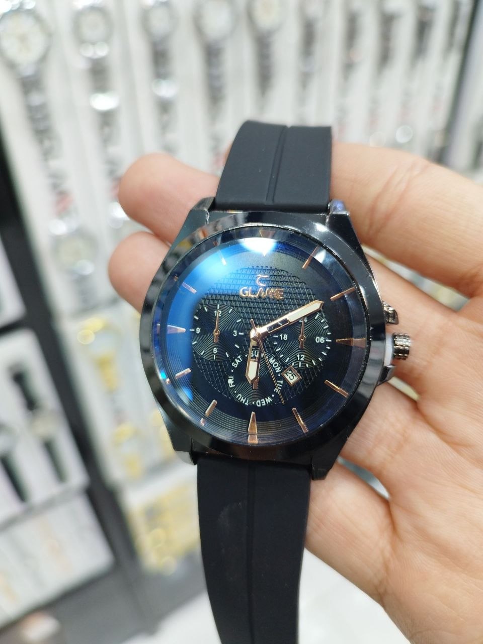 کد 27۱۱ ساعت مردانه مگنتی برند GLAME تقویم دار قفل مگنتی موتور کوارتز