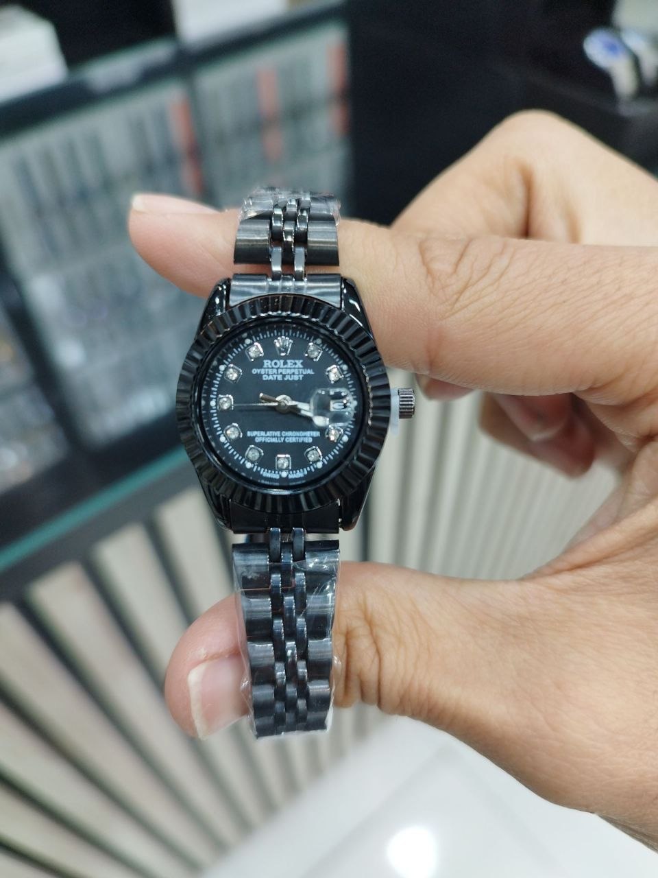 کد 2582 ساعت زنانه رولکس ROLEX تقویم تلسکوپی  قفل کلیپسی  موتور کوارتز بند فلزی