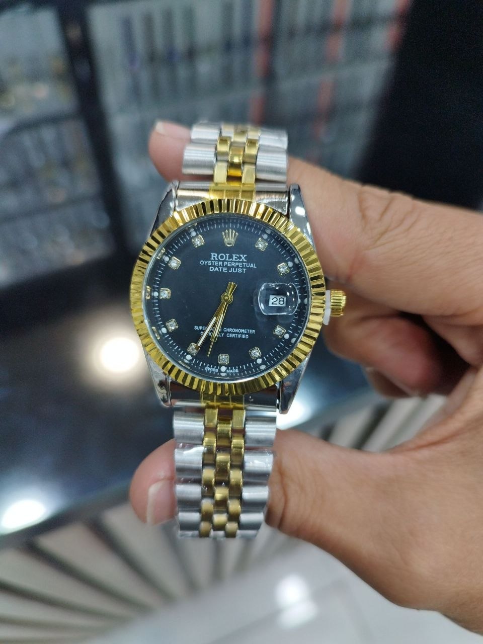 کد 2579 ساعت مردانه رولکس ROLEX تقویم تلسکوپی  قفل کلیپسی  موتور کوارتز بند فلزی