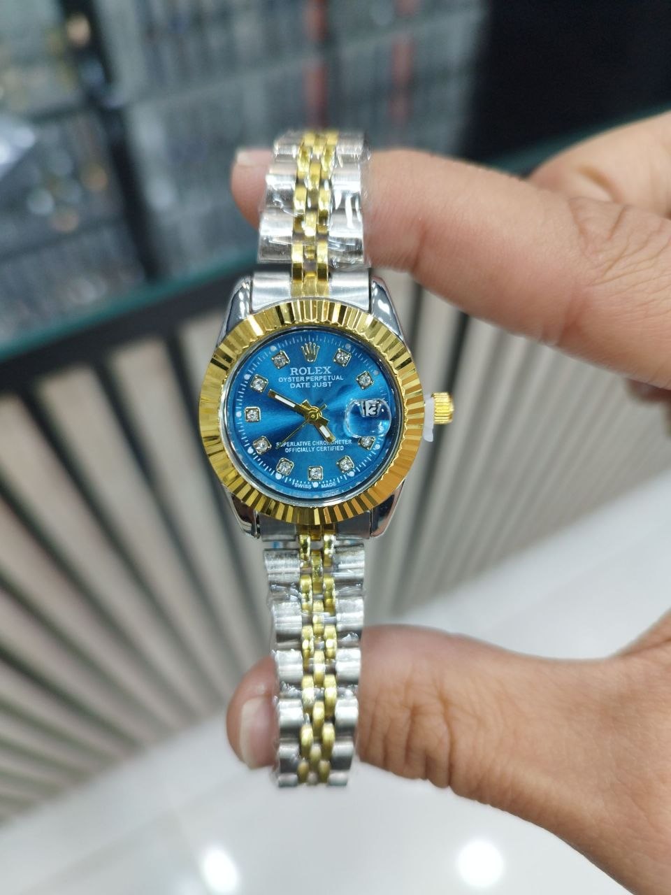 کد 2574 ساعت زنانه رولکس ROLEX تقویم تلسکوپی  قفل کلیپسی  موتور کوارتز بند فلزی